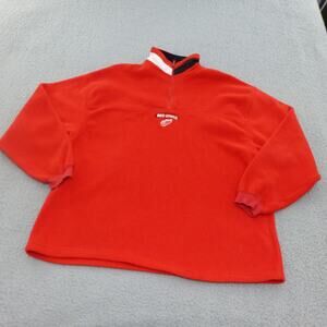 Detroit Red Wings Fleece Sweater Mens XL 1/4 Zip Red Hockey NHL Pullover